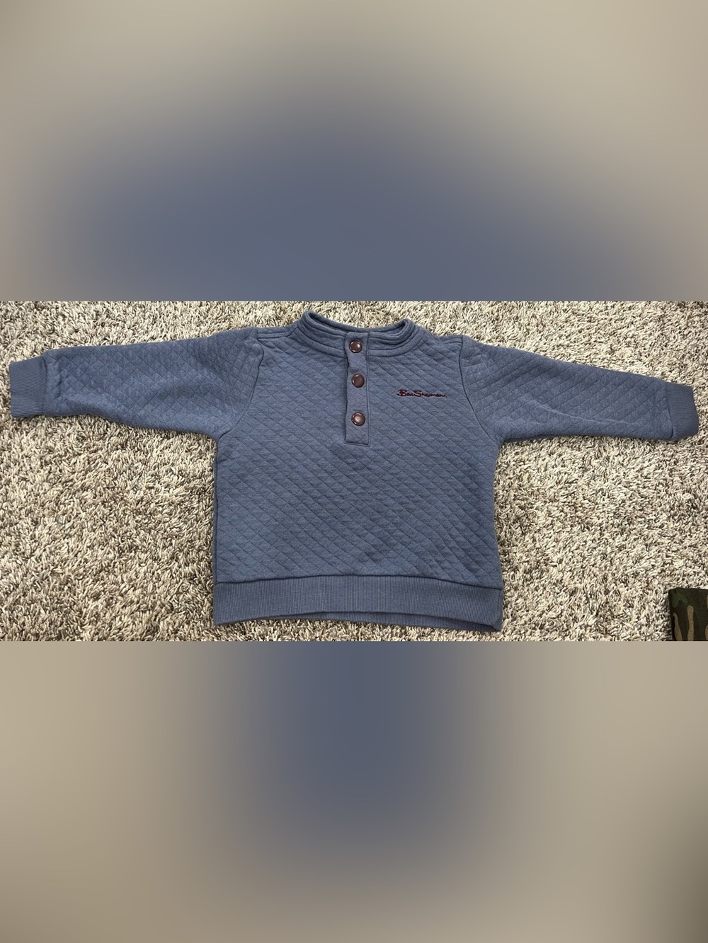 Ben Sherman 24M Quilted Slate Blue Henley Sweatshirt